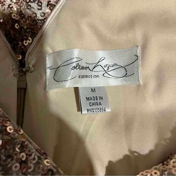 Colleen Lopez Collection Champagne Sequin Sleeveless Dress Party Cocktail Size M - Picture 6 of 7
